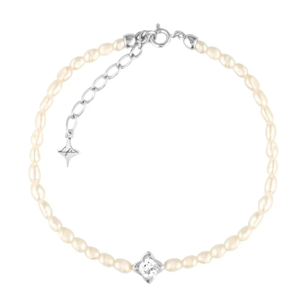 Pulseira de Pérolas Life em Prata 925 com Pedras Incolores