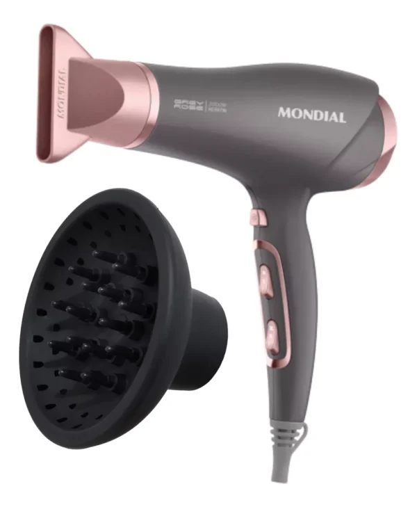 Secador Com Difusor Mondial 2000w Grey Rose Keratin
